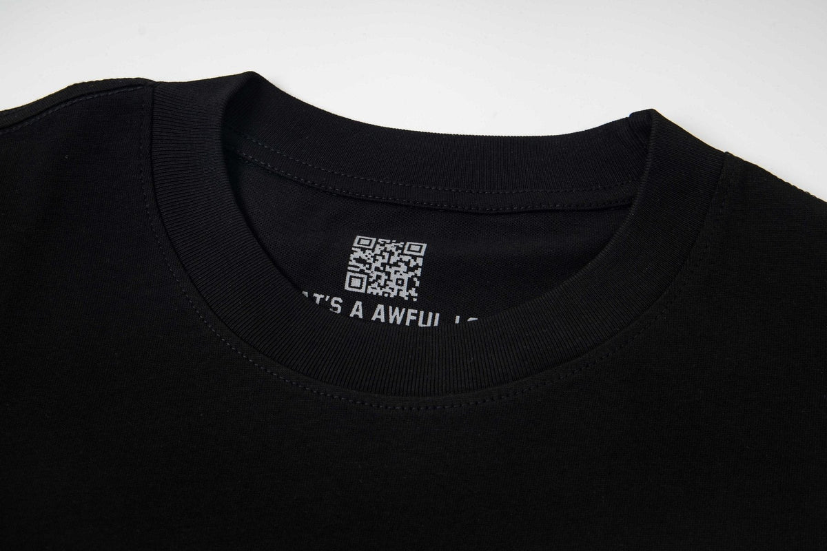 THAT'S A AWFUL LOT OF COUGH SYRUP Front & Back Graphic T-Shirt — neck_label